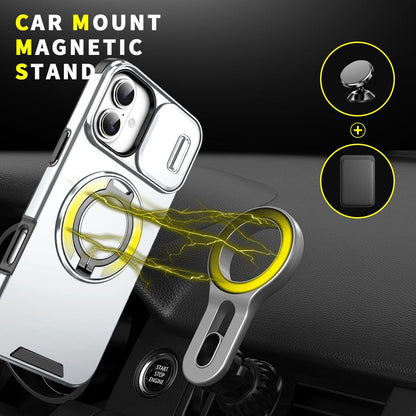 For iPhone 16 Plus Sliding Camshield Ring Holder Phone Case - Silver - EDA006784220G