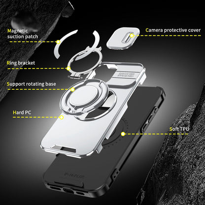 For iPhone 16 Plus Sliding Camshield Ring Holder Phone Case - Silver - EDA006784220G