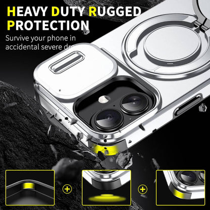 For iPhone 16 Sliding Camshield Ring Holder Phone Case - Silver - EDA006784221G