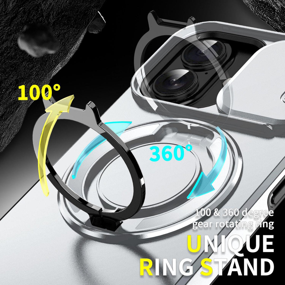 For iPhone 16 Sliding Camshield Ring Holder Phone Case - Silver - EDA006784221G