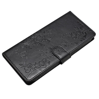 For iPhone 18 Pro Butterflies and Flowers Leather Phone Case - Black - EDA006802930B