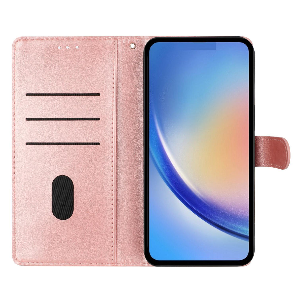 For iPhone 18 Pro Butterflies and Flowers Leather Phone Case - Rose Gold - EDA006802930D