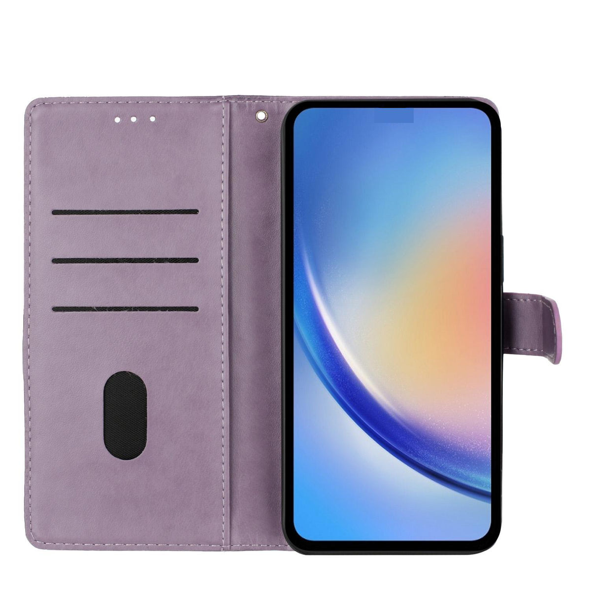 For iPhone 18 Pro Butterflies and Flowers Leather Phone Case - Purple - EDA006802930E