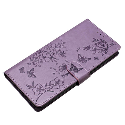For iPhone 18 Pro Butterflies and Flowers Leather Phone Case - Purple - EDA006802930E