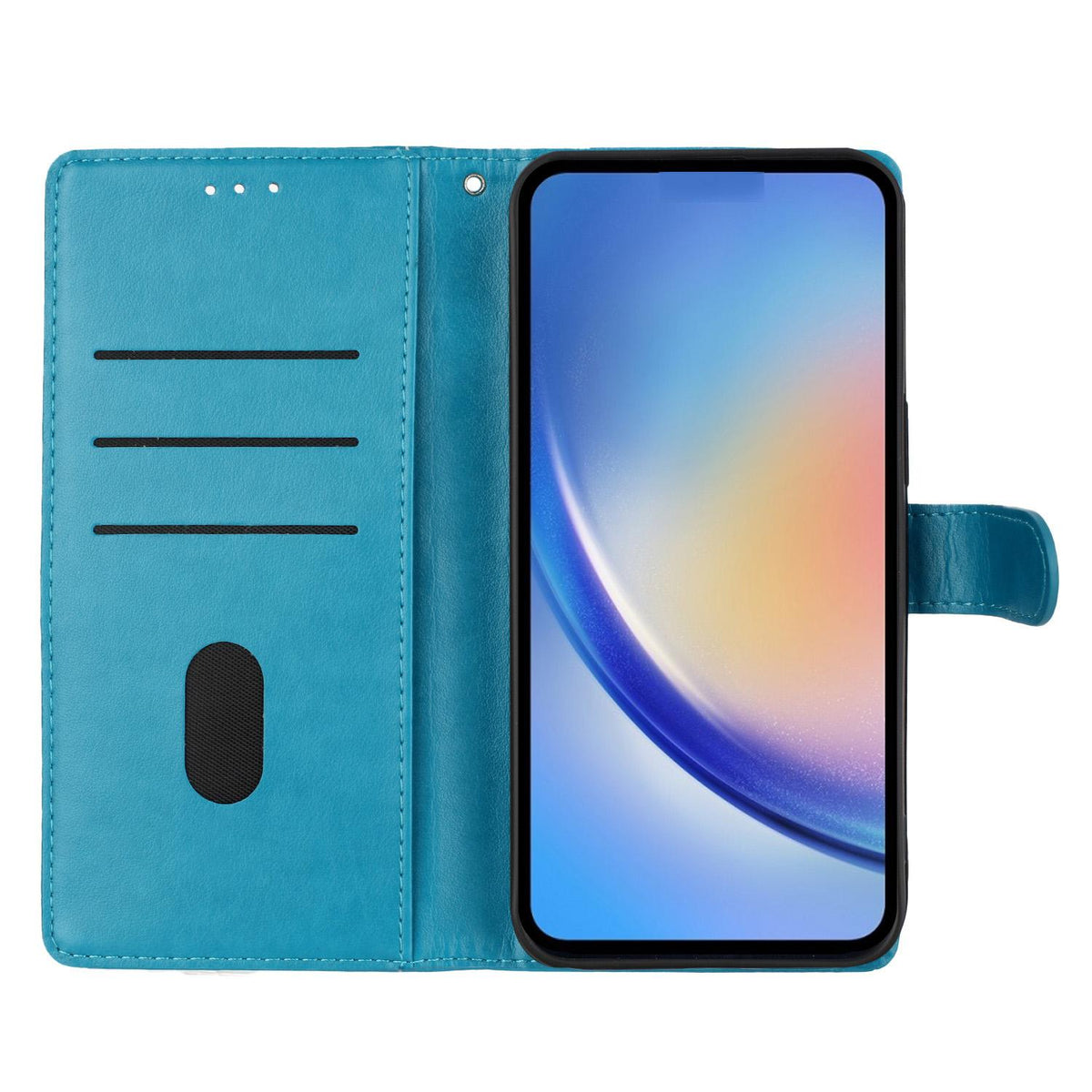 For iPhone 18 Pro Butterflies and Flowers Leather Phone Case - Blue - EDA006802930F