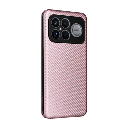 For Redmi K90 Pro Max 5G / Poco F8 Ultra Carbon Fiber Texture Flip Leather Phone Case(Pink)