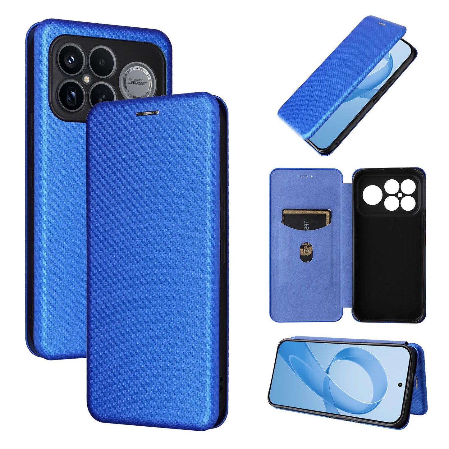 For Redmi K90 Pro Max 5G / Poco F8 Ultra Carbon Fiber Texture Flip Leather Phone Case(Blue)