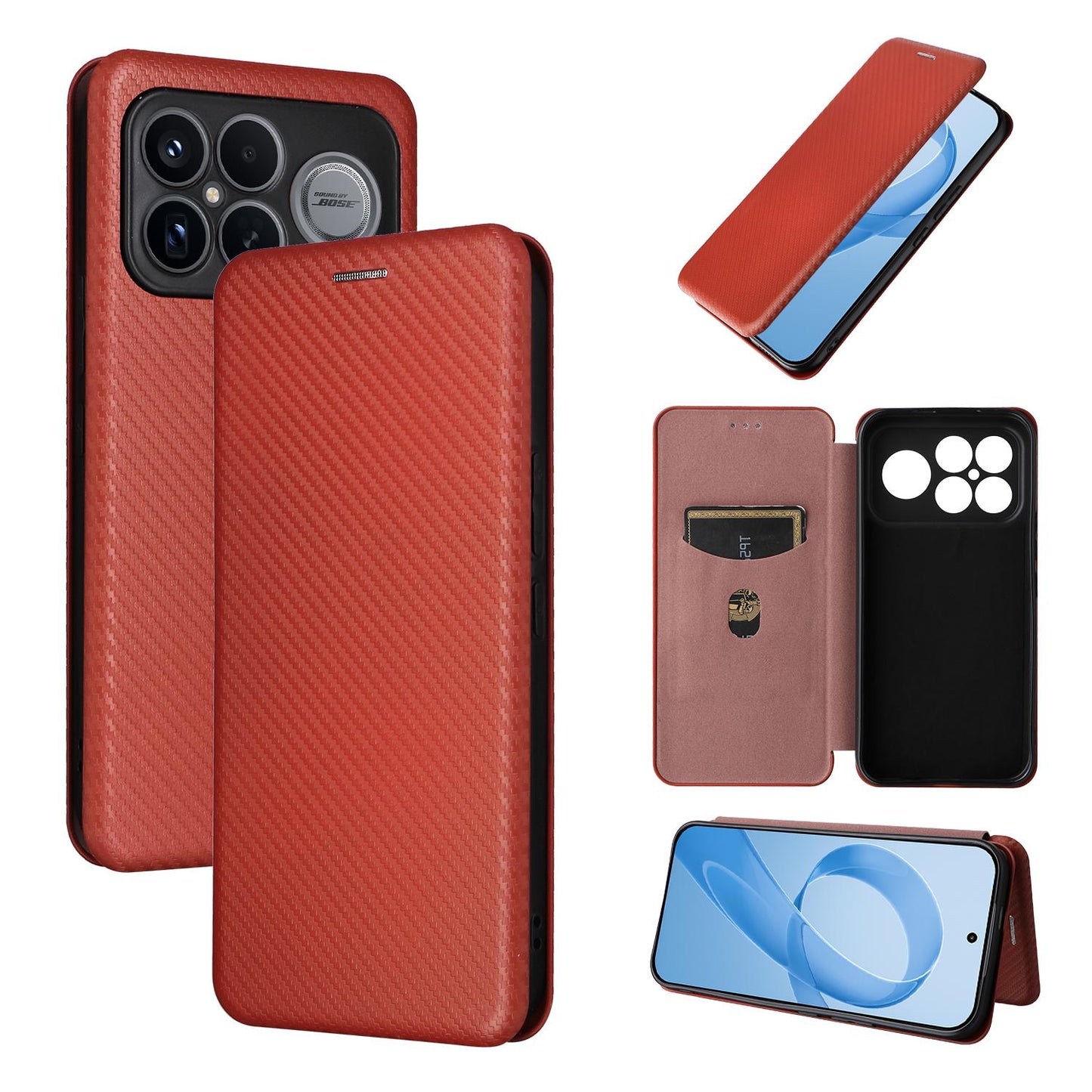 For Redmi K90 Pro Max 5G / Poco F8 Ultra Carbon Fiber Texture Flip Leather Phone Case(Brown)