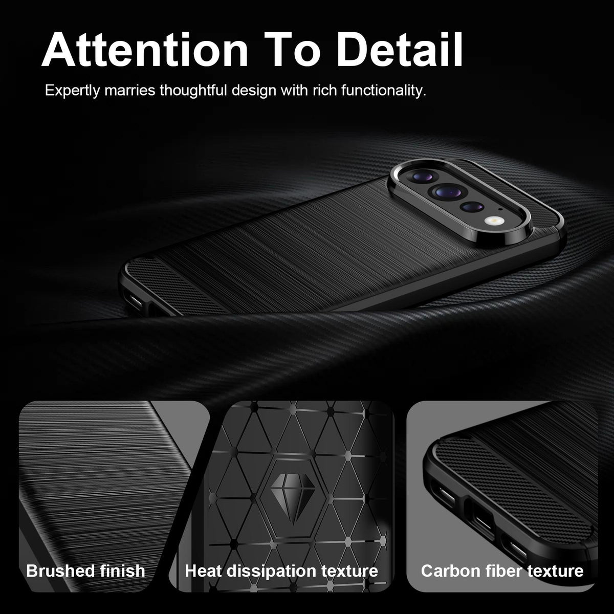 For Google Pixel 11 Carbon Fiber Brushed Texture TPU Phone Case - Black - EDA006821009A