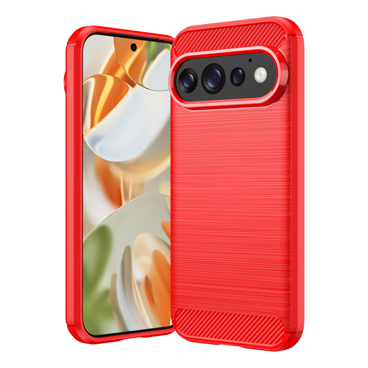 For Google Pixel 11 Carbon Fiber Brushed Texture TPU Phone Case - Red - EDA006821009B
