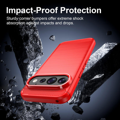 For Google Pixel 11 Carbon Fiber Brushed Texture TPU Phone Case - Red - EDA006821009B
