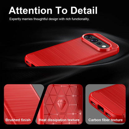 For Google Pixel 11 Carbon Fiber Brushed Texture TPU Phone Case - Red - EDA006821009B
