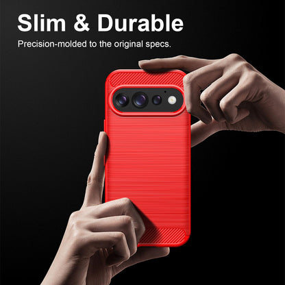 For Google Pixel 11 Carbon Fiber Brushed Texture TPU Phone Case - Red - EDA006821009B