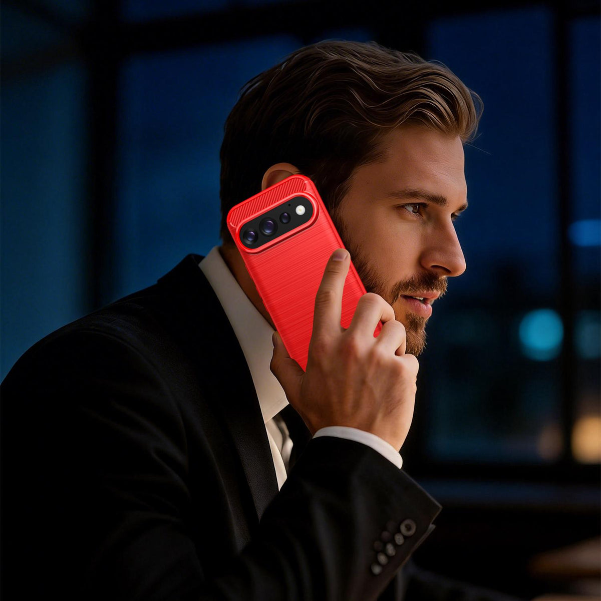 For Google Pixel 11 Carbon Fiber Brushed Texture TPU Phone Case - Red - EDA006821009B