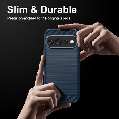 For Google Pixel 11 Carbon Fiber Brushed Texture TPU Phone Case - Blue - EDA006821009C