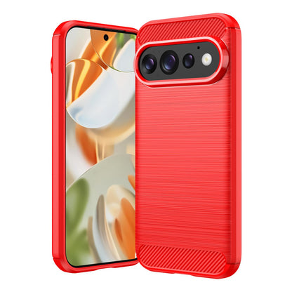 For Google Pixel 11 Pro Carbon Fiber Brushed Texture TPU Phone Case - Red - EDA006821010B