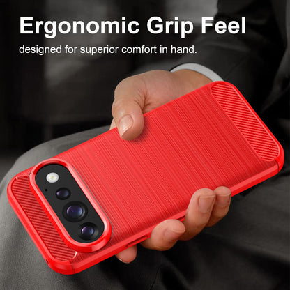 For Google Pixel 11 Pro Carbon Fiber Brushed Texture TPU Phone Case - Red - EDA006821010B