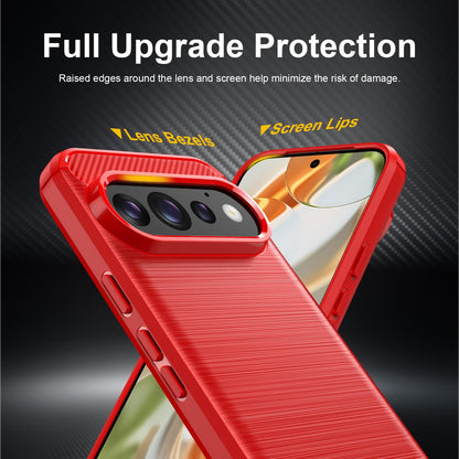 For Google Pixel 11 Pro Carbon Fiber Brushed Texture TPU Phone Case - Red - EDA006821010B