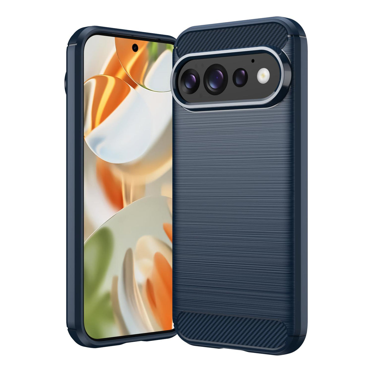For Google Pixel 11 Pro Carbon Fiber Brushed Texture TPU Phone Case - Blue - EDA006821010C