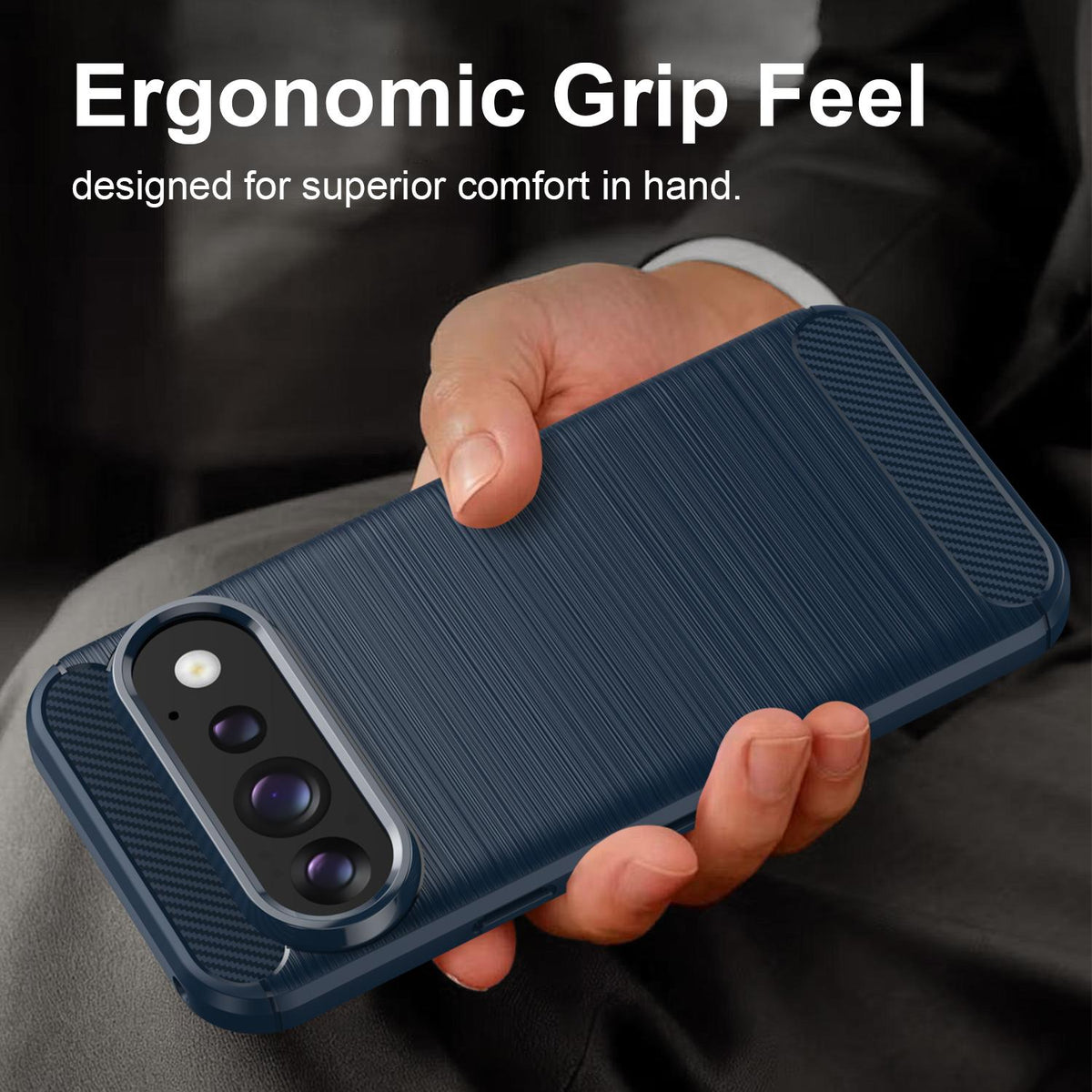 For Google Pixel 11 Pro Carbon Fiber Brushed Texture TPU Phone Case - Blue - EDA006821010C