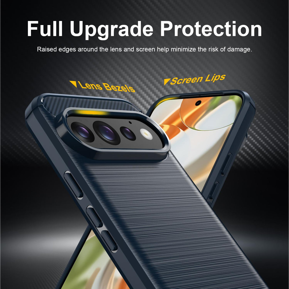 For Google Pixel 11 Pro Carbon Fiber Brushed Texture TPU Phone Case - Blue - EDA006821010C