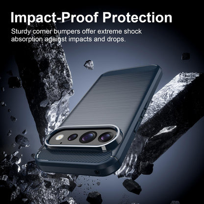 For Google Pixel 11 Pro Carbon Fiber Brushed Texture TPU Phone Case - Blue - EDA006821010C