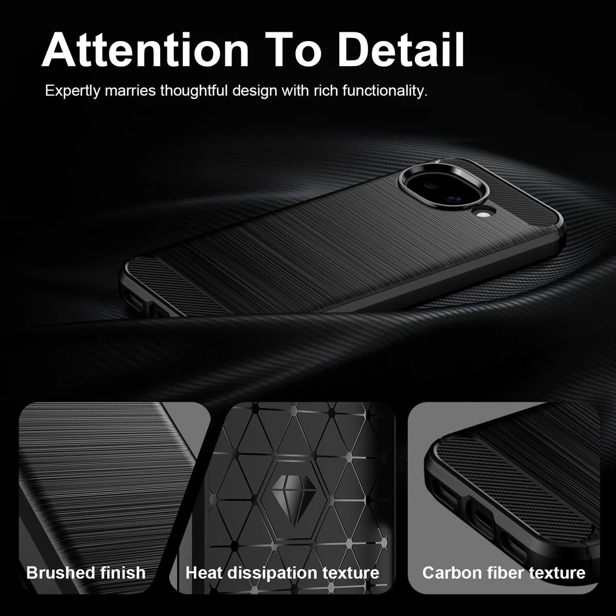 For Google Pixel 11a Carbon Fiber Brushed Texture TPU Phone Case - Black - EDA006821011A