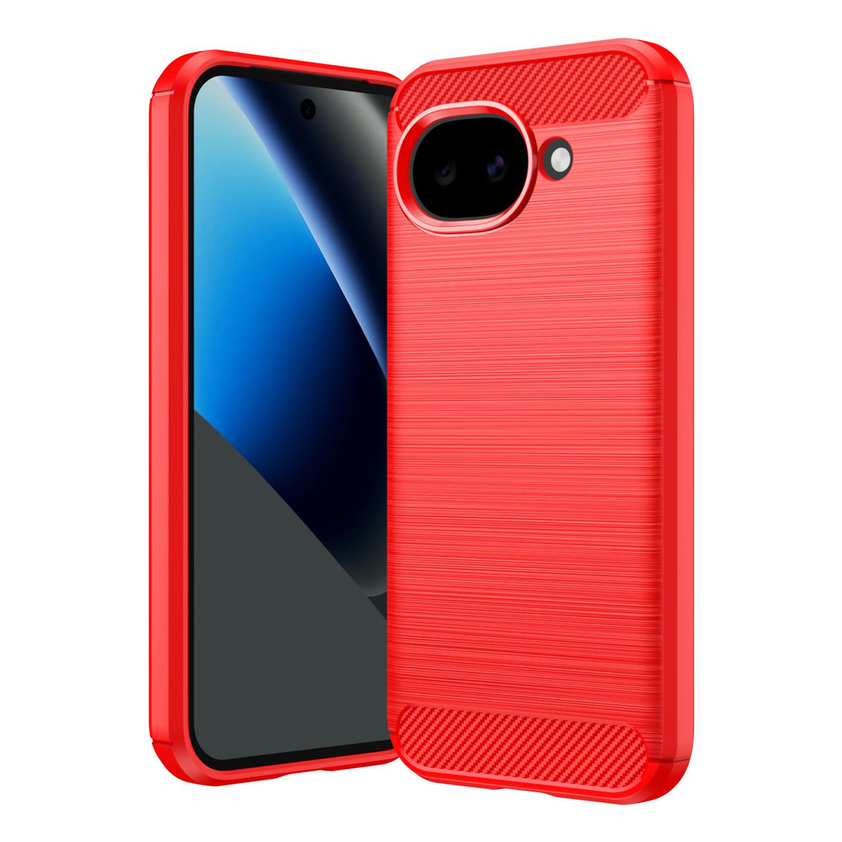 For Google Pixel 11a Carbon Fiber Brushed Texture TPU Phone Case - Red - EDA006821011B