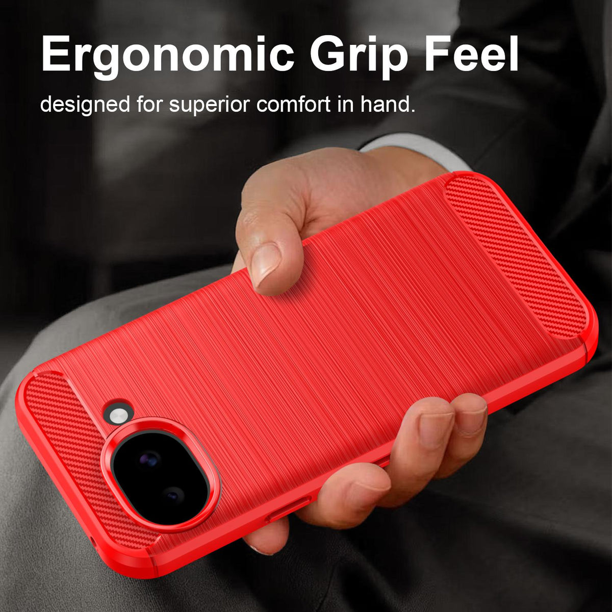 For Google Pixel 11a Carbon Fiber Brushed Texture TPU Phone Case - Red - EDA006821011B