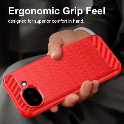 For Google Pixel 11a Carbon Fiber Brushed Texture TPU Phone Case - Red - EDA006821011B