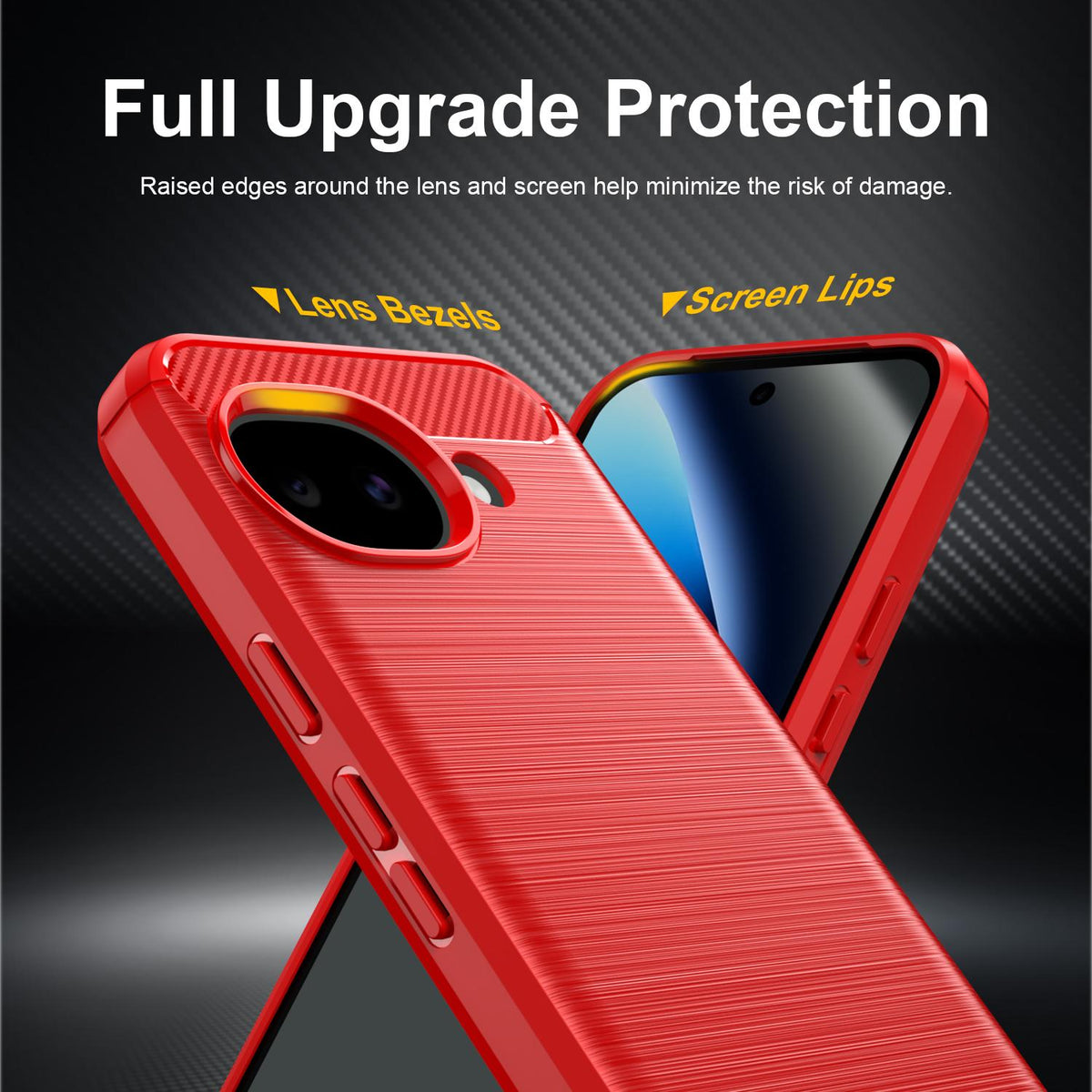 For Google Pixel 11a Carbon Fiber Brushed Texture TPU Phone Case - Red - EDA006821011B