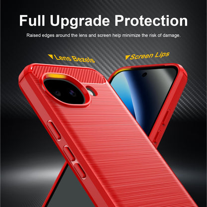 For Google Pixel 11a Carbon Fiber Brushed Texture TPU Phone Case - Red - EDA006821011B