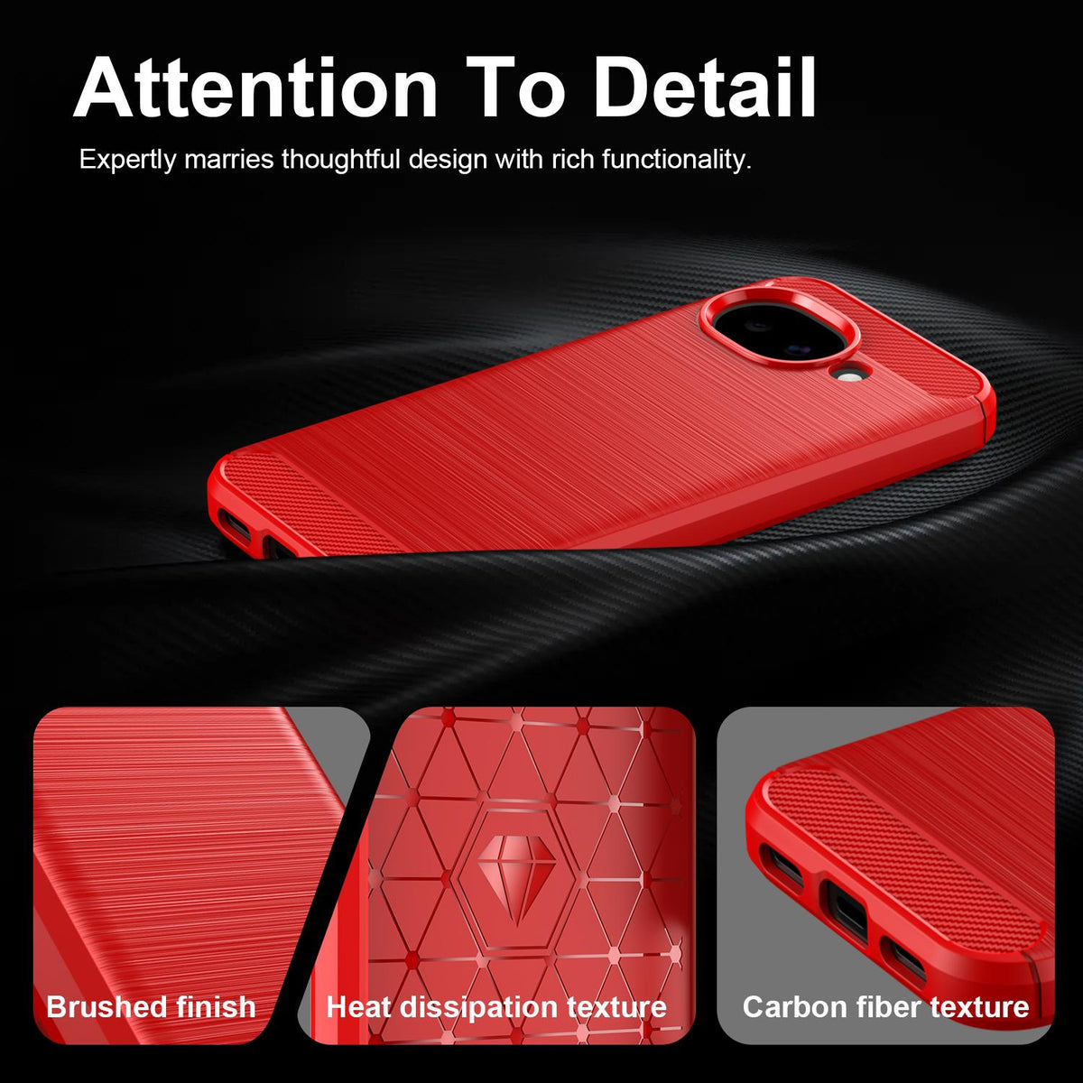 For Google Pixel 11a Carbon Fiber Brushed Texture TPU Phone Case - Red - EDA006821011B