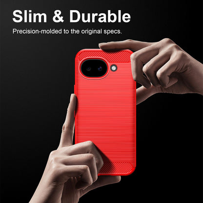 For Google Pixel 11a Carbon Fiber Brushed Texture TPU Phone Case - Red - EDA006821011B