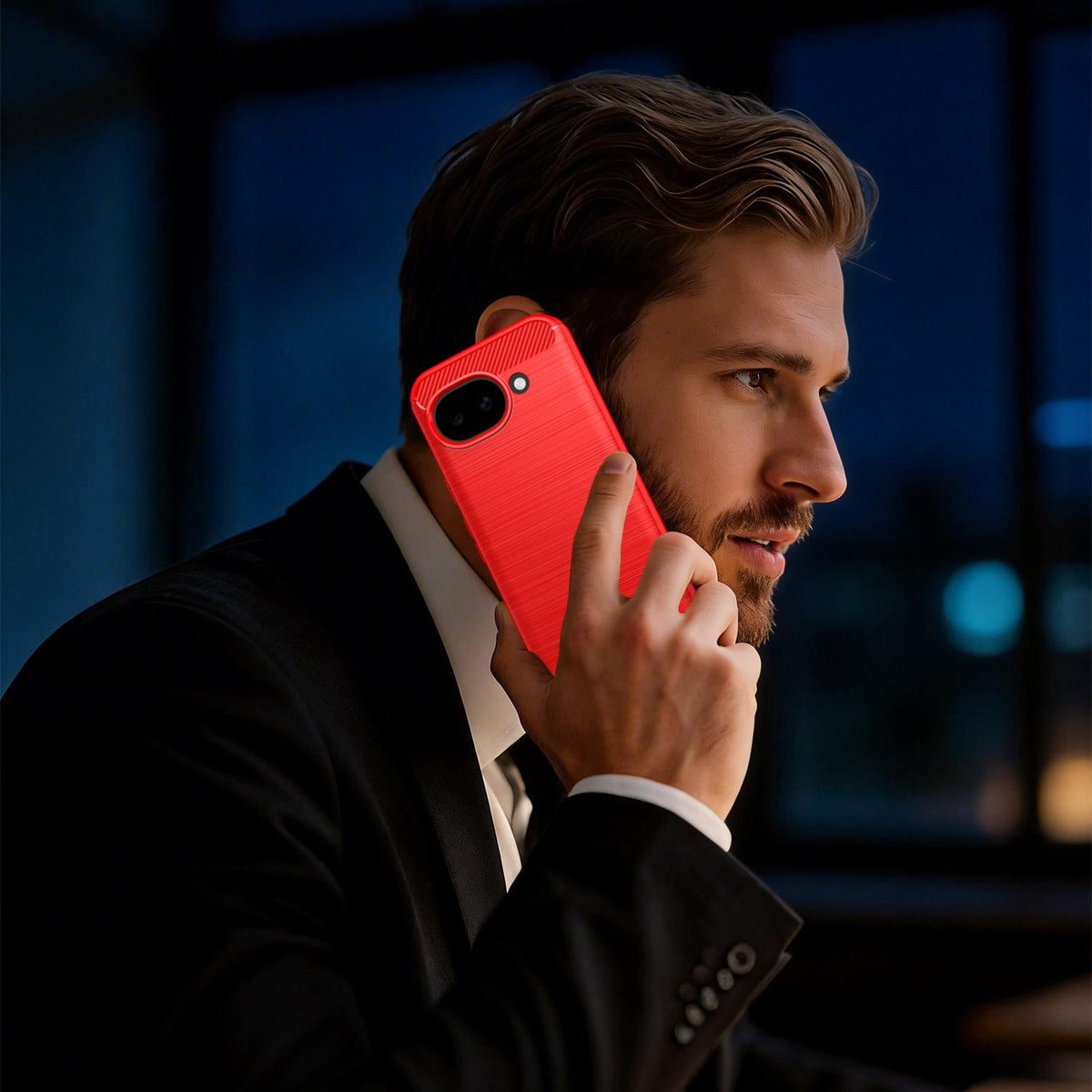 For Google Pixel 11a Carbon Fiber Brushed Texture TPU Phone Case - Red - EDA006821011B