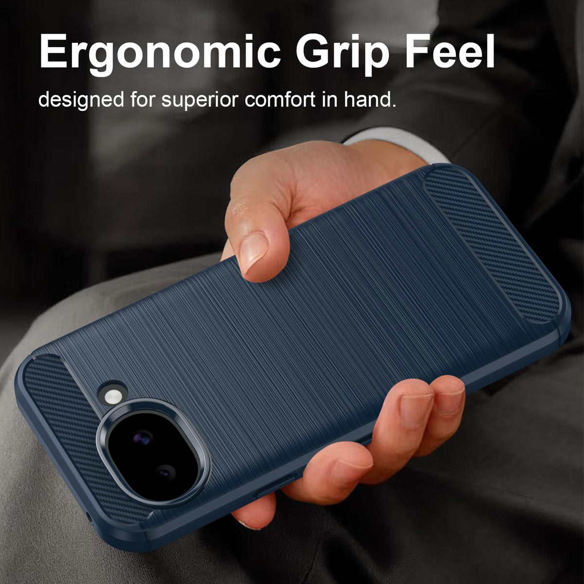 For Google Pixel 11a Carbon Fiber Brushed Texture TPU Phone Case - Blue - EDA006821011C