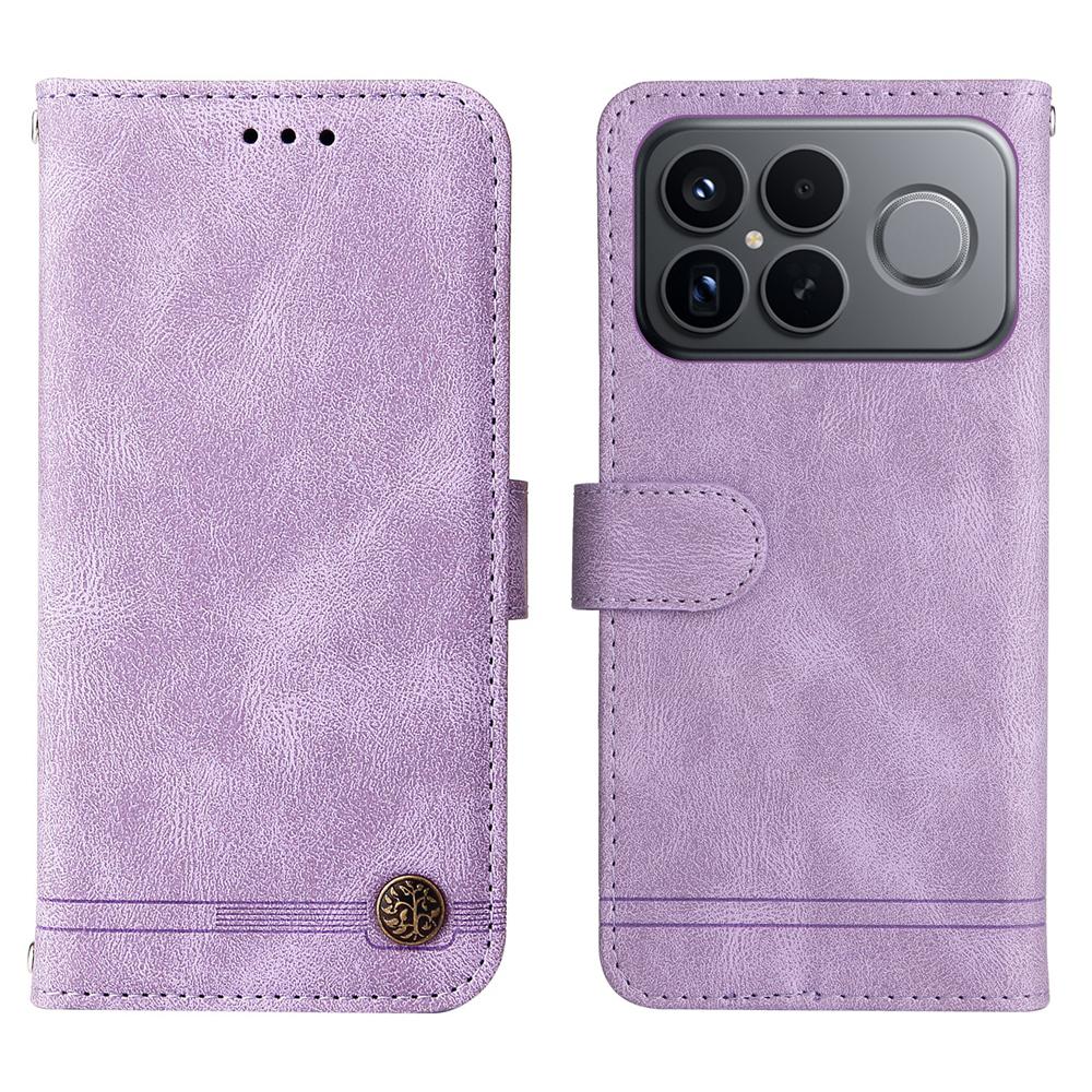 For Redmi K90 Pro Max / Xiaomi Poco F8 Ultra 5G Skin Feel Life Tree Metal Button Leather Phone Case(Purple)