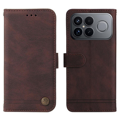 For Redmi K90 Pro Max / Xiaomi Poco F8 Ultra 5G Skin Feel Life Tree Metal Button Leather Phone Case(Brown)