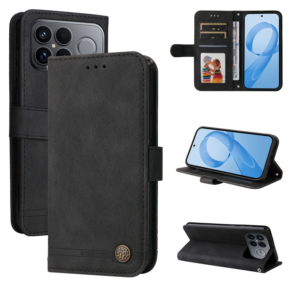For Redmi K90 Pro Max / Xiaomi Poco F8 Ultra 5G Skin Feel Life Tree Metal Button Leather Phone Case(Black)