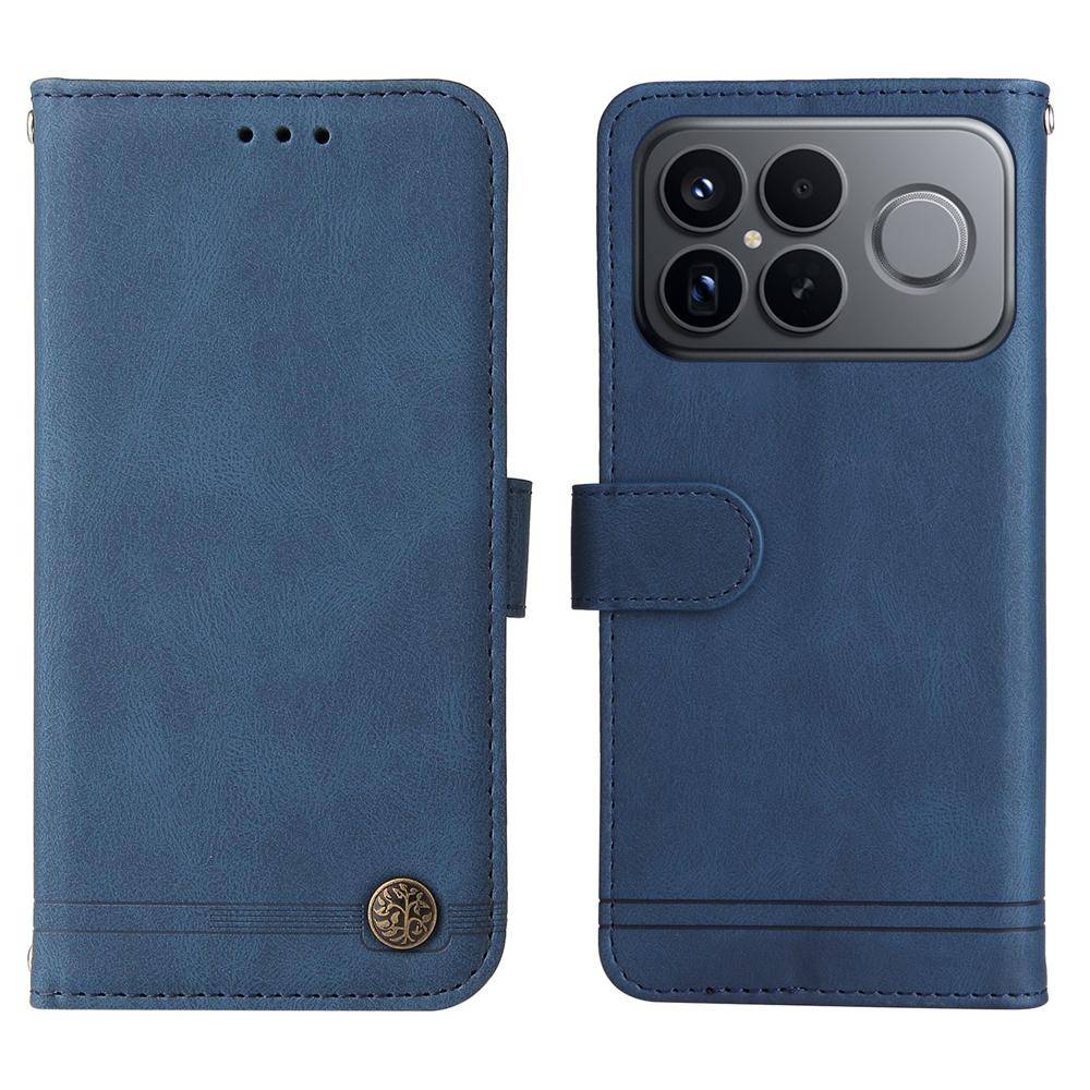 For Redmi K90 Pro Max / Xiaomi Poco F8 Ultra 5G Skin Feel Life Tree Metal Button Leather Phone Case(Blue)