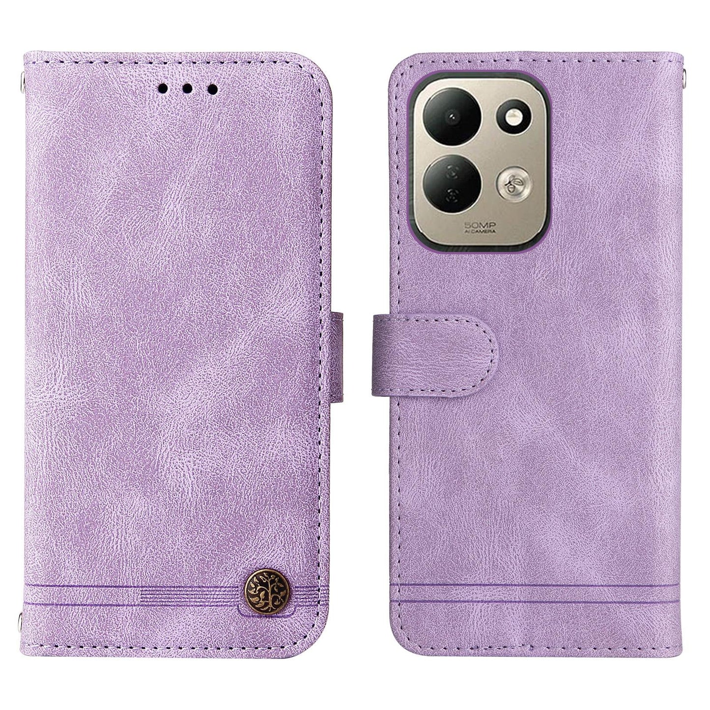 For Redmi 17 5G / 4G Global 170mm Skin Feel Life Tree Metal Button Leather Phone Case(Purple)