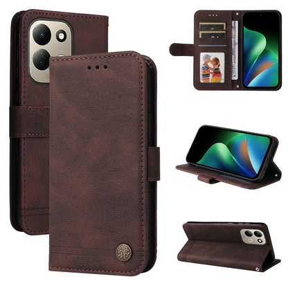 For Redmi 17 5G / 4G Global 170mm Skin Feel Life Tree Metal Button Leather Phone Case(Brown)
