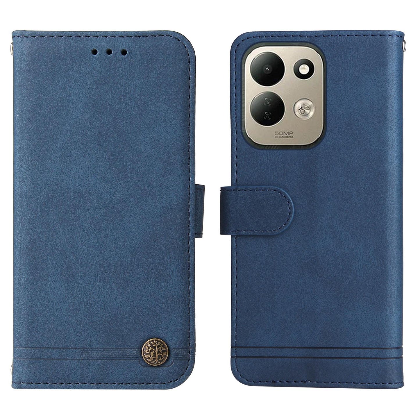 For Redmi 17 5G / 4G Global 170mm Skin Feel Life Tree Metal Button Leather Phone Case(Blue)
