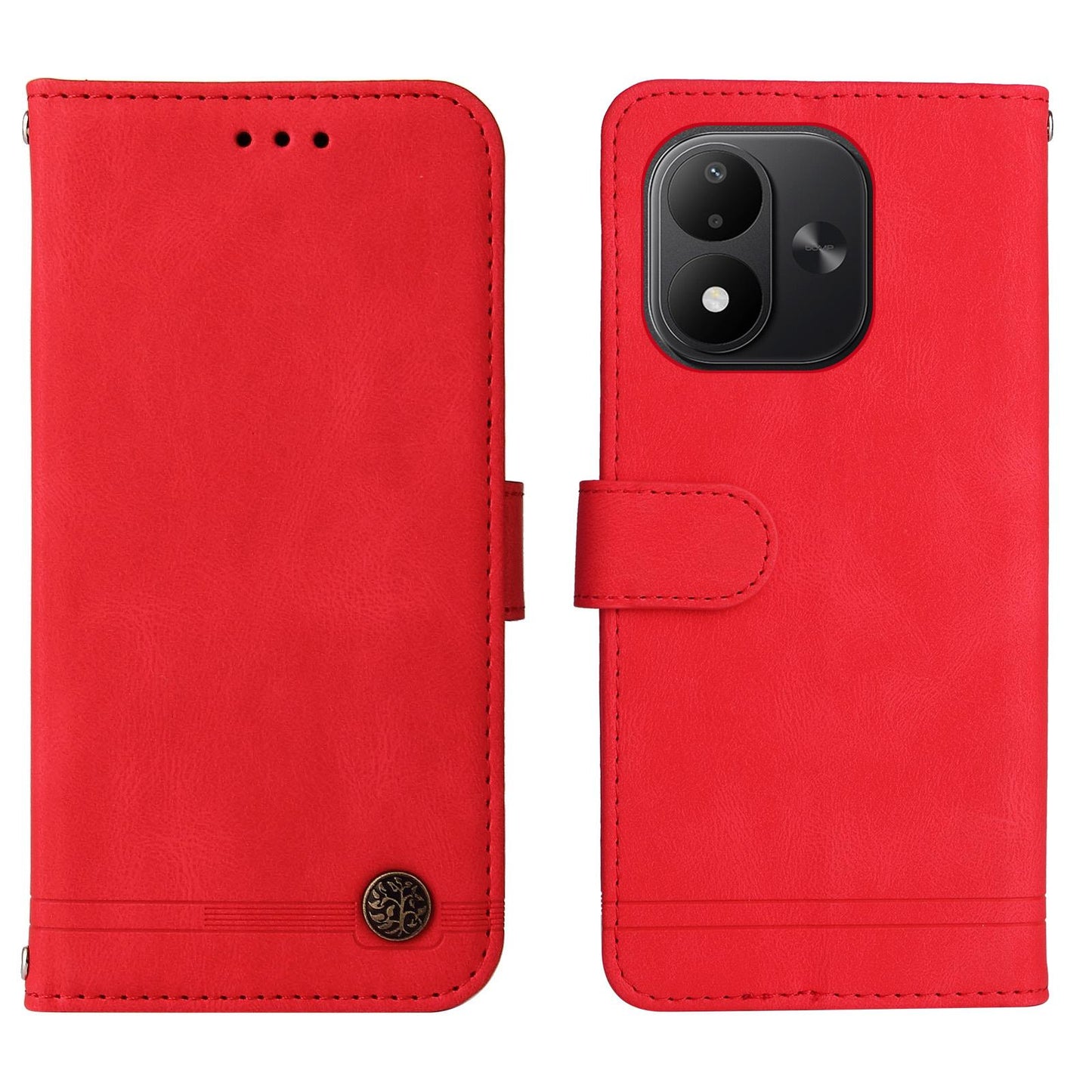 For Redmi Note 17 5G / 4G Global 171mm Skin Feel Life Tree Metal Button Leather Phone Case(Red)