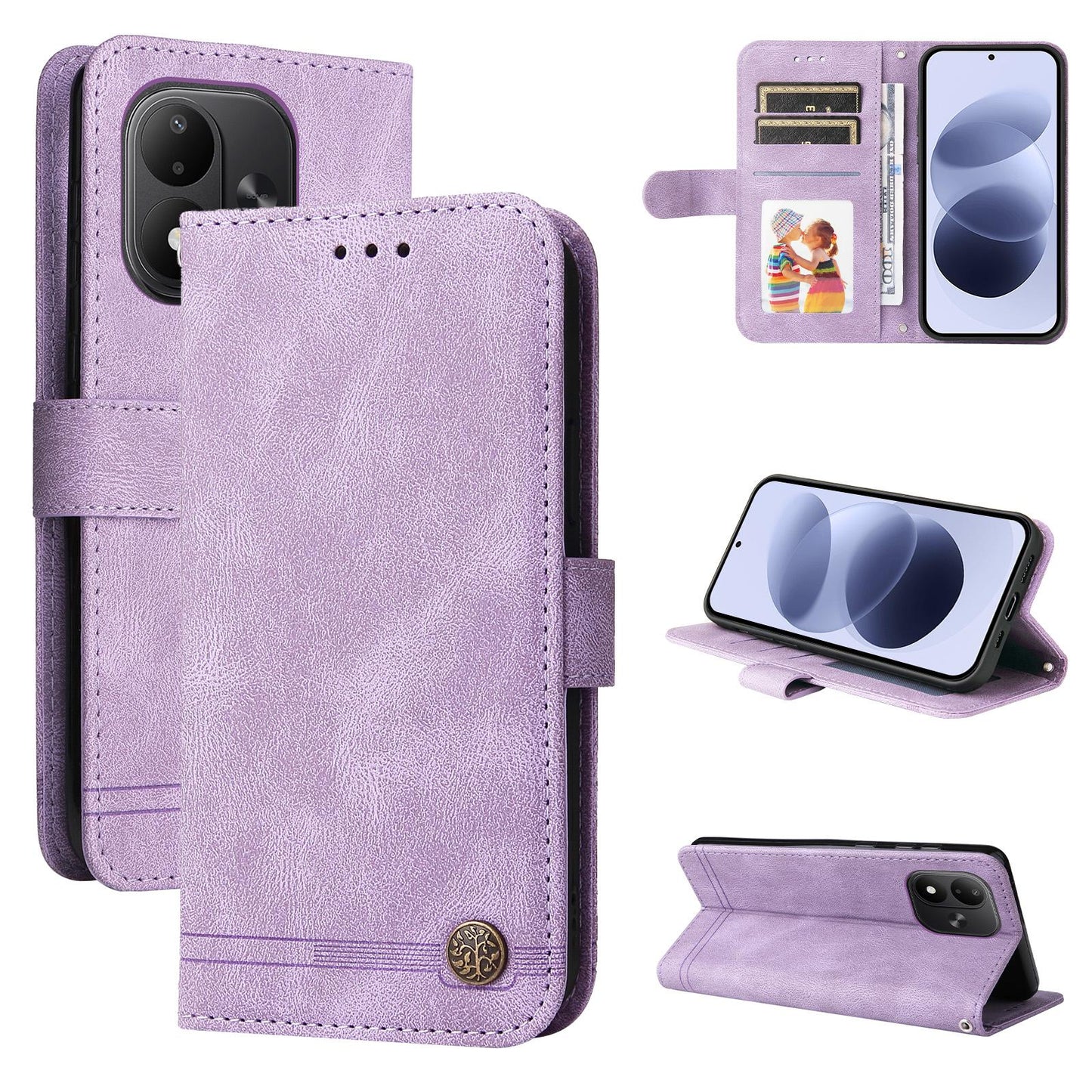 For Redmi Note 17 5G / 4G Global 171mm Skin Feel Life Tree Metal Button Leather Phone Case(Purple)