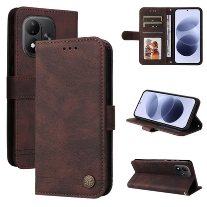 For Redmi Note 17 5G / 4G Global 171mm Skin Feel Life Tree Metal Button Leather Phone Case(Brown)