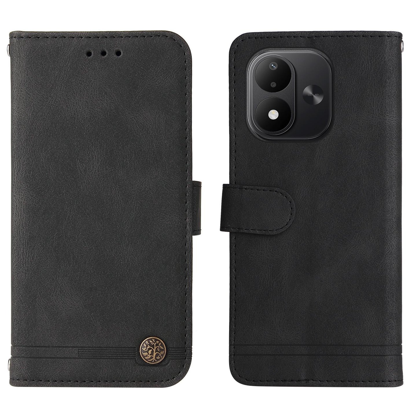 For Redmi Note 17 5G / 4G Global 171mm Skin Feel Life Tree Metal Button Leather Phone Case(Black)