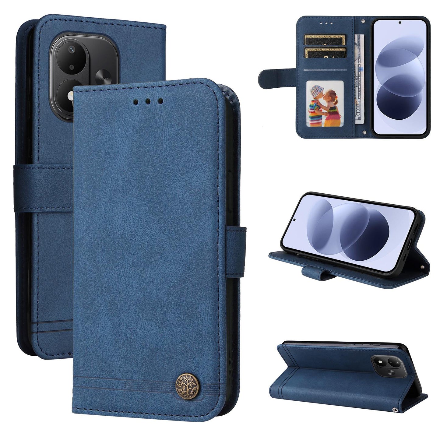 For Redmi Note 17 5G / 4G Global 171mm Skin Feel Life Tree Metal Button Leather Phone Case(Blue)