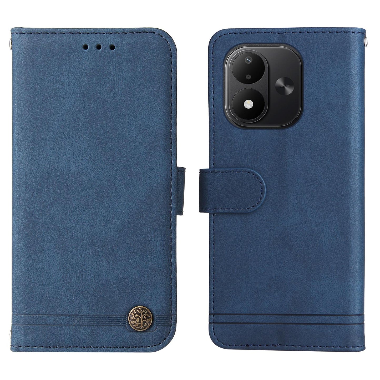 For Redmi Note 17 5G / 4G Global 171mm Skin Feel Life Tree Metal Button Leather Phone Case(Blue)