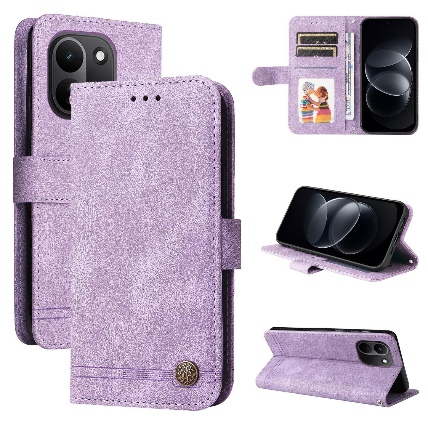 For Redmi Note 17 Pro+ 5G Global 163mm Skin Feel Life Tree Metal Button Leather Phone Case(Purple)